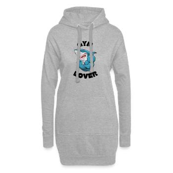 Starker Haifisch Cartoon Muskelkopf - Hoodie-Kleid - Grau meliert - Vorne