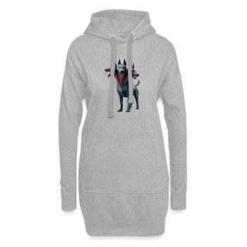 Cerberus - Cooles Low-Poly-Logo - Hoodie-Kleid - Grau meliert - Vorne