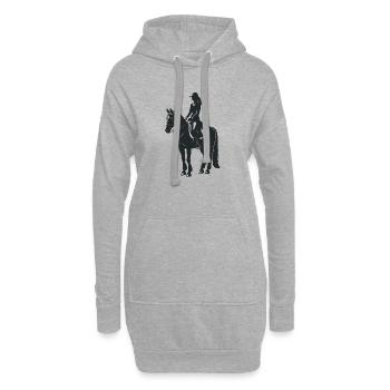 Pferd und Pferd - Cooles Silhouetten-Logo - Hoodie-Kleid - Grau meliert - Vorne