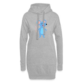 Zwinkernde blaue Maus - Hoodie-Kleid - Grau meliert - Vorne