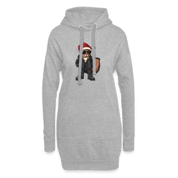 Écureuil Noël Hiver - Sweat-shirt à capuche long Femme - gris chiné - Devant