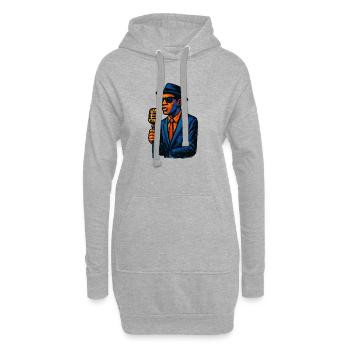 Chanteur de Jazz Vintage avec Microphone - Sweat-shirt à capuche long Femme - gris chiné - Devant