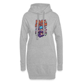 Play Again: Retro Katzen-Arcade - Hoodie-Kleid - Grau meliert - Vorne