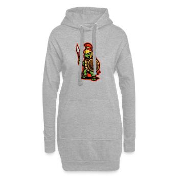 Spartanischer Schildkrötenkrieger mit Schild und Speer - Hoodie-Kleid - Grau meliert - Vorne