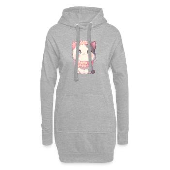 Couronne de fleurs de sakura en chat blanc de Kawaii style chibi - Sweat-shirt à capuche long Femme - gris chiné - Devant