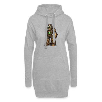 Steampunk Roboter - Hoodie-Kleid - Grau meliert - Vorne