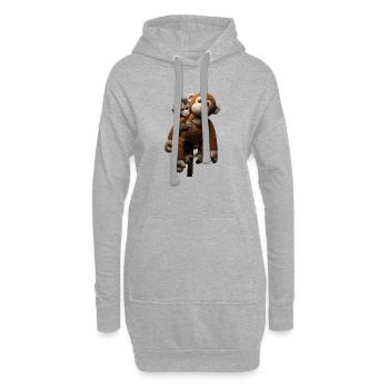 Punch der virale Affe mit Stofftier - Hoodie-Kleid - Grau meliert - Vorne