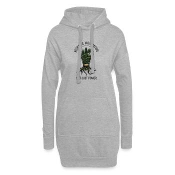 Öko-Surrealismus: Aufladen mit Naturglühbirne - Hoodie-Kleid - Grau meliert - Vorne