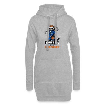 Waschbär-Reparaturprofi - Hoodie-Kleid - Grau meliert - Vorne