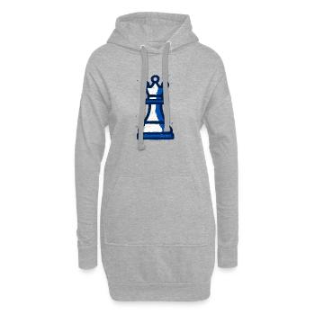 Reine Échecs Style Graffiti Bleu Blanc Vintage - Sweat-shirt à capuche long Femme - gris chiné - Devant