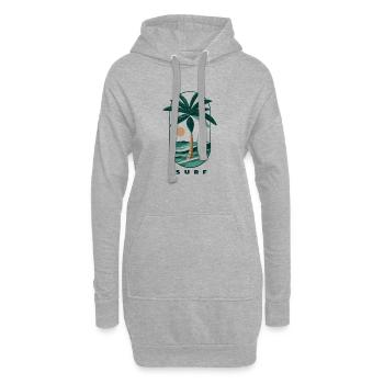 Palmier de surf et plage - Sweat-shirt à capuche long Femme - gris chiné - Devant