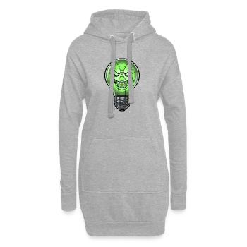 Grüne Grinsen Glühbirne Cartoon - Hoodie-Kleid - Grau meliert - Vorne