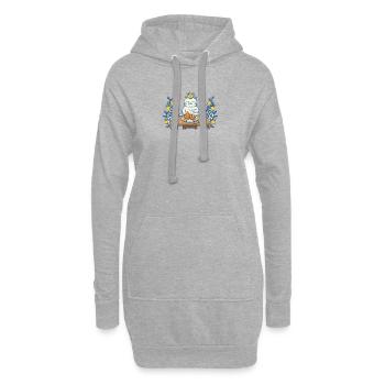 Königskatze am Tisch mit Trockenfutter - Hoodie-Kleid - Grau meliert - Vorne