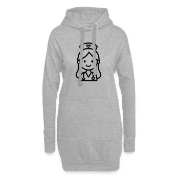 Krankenschwester - Hoodie-Kleid - Grau meliert - Vorne