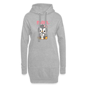 Maman manchot et poussin - Sweat-shirt à capuche long Femme - gris chiné - Devant
