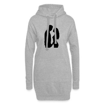 Couple Silhouette Amour Romance Petit ami de la Saint-Valentin - Sweat-shirt à capuche long Femme - gris chiné - Devant