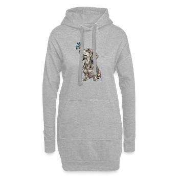 Teckel avec motif papillon Éventails de chien Vintage - Sweat-shirt à capuche long Femme - gris chiné - Devant