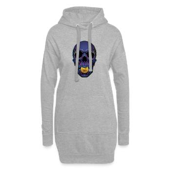 Motif crypto Cyberpunk néon crâne Bitcoin - Sweat-shirt à capuche long Femme - gris chiné - Devant