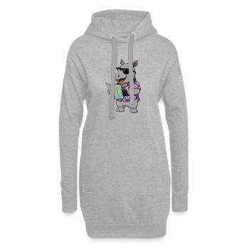 Rhino Tourist mit Map - Hoodie-Kleid - Grau meliert - Vorne