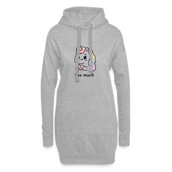 Too Much – Licorne Kawaii Émotive au Cœur Brisé - Sweat-shirt à capuche long Femme - gris chiné - Devant