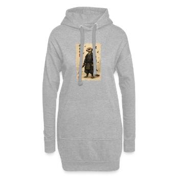 Meerkat Samurai Wüstenkrieger - Hoodie-Kleid - Grau meliert - Vorne