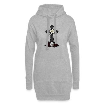 Rose de Rose Dark Cross Cross - Sweat-shirt à capuche long Femme - gris chiné - Devant