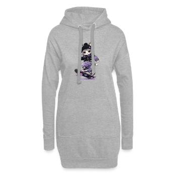 Katzen-Skateboarden - Hoodie-Kleid - Grau meliert - Vorne