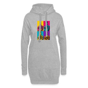 Pop Art Hand Four-Colored Finger - Hoodie Dress - heather grey - Front