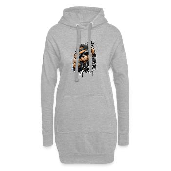 Sweat à capuche Graffiti Panda King - Sweat-shirt à capuche long Femme - gris chiné - Devant