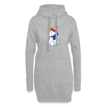 dessin animé licorne bonhomme de neige - Sweat-shirt à capuche long Femme - gris chiné - Devant