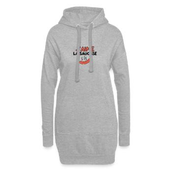 J'aime la saucisse ! Savourez l'excellence! - Sweat-shirt à capuche long Femme - gris chiné - Devant