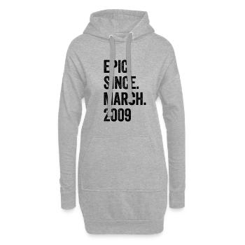 14 ans épiques depuis mars 2009 14e anniversaire - Sweat-shirt à capuche long Femme - gris chiné - Devant