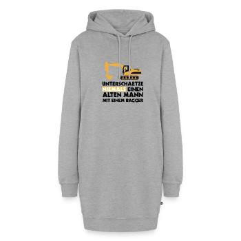 Unterschätze niemals einen alten Mann mit Bagger! - Hoodie-Kleid - Grau meliert - Vorne