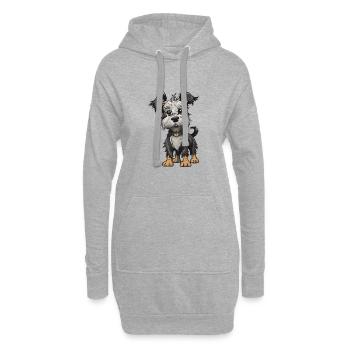 Yorkshire Terrier Hund Tier - Hoodie-Kleid - Grau meliert - Vorne