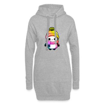 Pingouin Hiver Animal Coloré Bande dessinée - Sweat-shirt à capuche long Femme - gris chiné - Devant