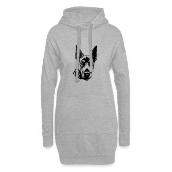 Tête de chien Doberman - Sweat-shirt à capuche long Femme - gris chiné - Devant