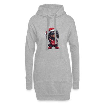 Teckel chien Noël moche Noël teckel - Sweat-shirt à capuche long Femme - gris chiné - Devant