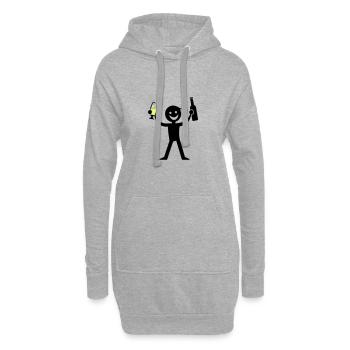 Boire une bouteille de bière - Sweat-shirt à capuche long Femme - gris chiné - Devant