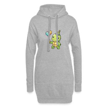 Bande dessinée d’anniversaire de tortue - Sweat-shirt à capuche long Femme - gris chiné - Devant