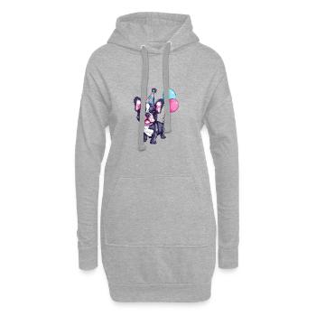 Französische Buldogge Hunde Geburtstag Comic - Hoodie-Kleid - Grau meliert - Vorne