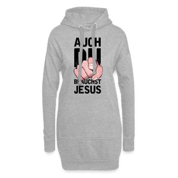 Christ Jesus Christus Katholisch Religion Geschenk - Hoodie-Kleid - Grau meliert - Vorne