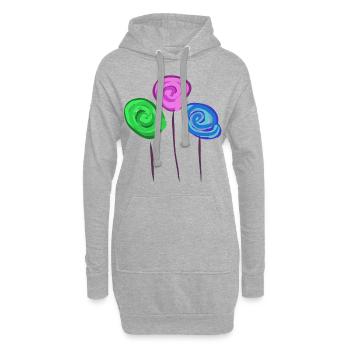Trois lollys - Sweat-shirt à capuche long Femme - gris chiné - Devant