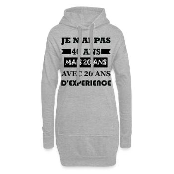 Cadeau anniversaire 40 ans - Sweat-shirt à capuche long Femme - gris chiné - Devant