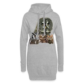 Eulen - Hoodie-Kleid - Grau meliert - Vorne