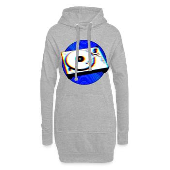 Schallplatte Plattenspieler Musik Retro - Hoodie-Kleid - Grau meliert - Vorne