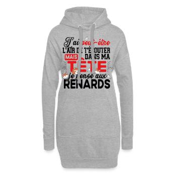 Renard Roux Animal Cadeau Humour Forêt Nature - Sweat-shirt à capuche long Femme - gris chiné - Devant