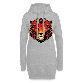 mächtiger Löwenkopf farbig - Hoodie-Kleid - Grau meliert - Vorne