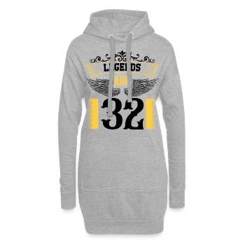 Les légendes ont 32 ans, 32 ans d’anniversaire - Sweat-shirt à capuche long Femme - gris chiné - Devant
