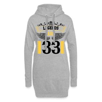 Les légendes ont 33 ans, 33 ans d’anniversaire - Sweat-shirt à capuche long Femme - gris chiné - Devant