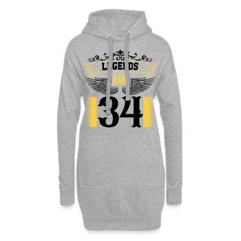 Legenden sind 34 Jahre alt, Geburtstag 34 - Hoodie-Kleid - Grau meliert - Vorne